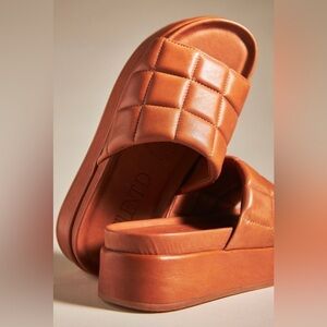 Silent D Porta Leather Slide Sandals Cedar Brown NWOT Size 38 US 7–7.5